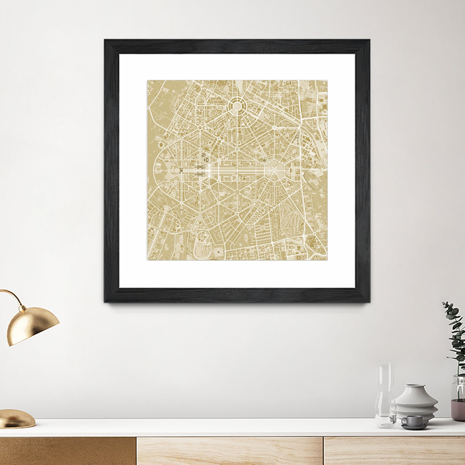 New Delhi map gold by Javier Ruiz on GIANT ART - yellow digital drawing