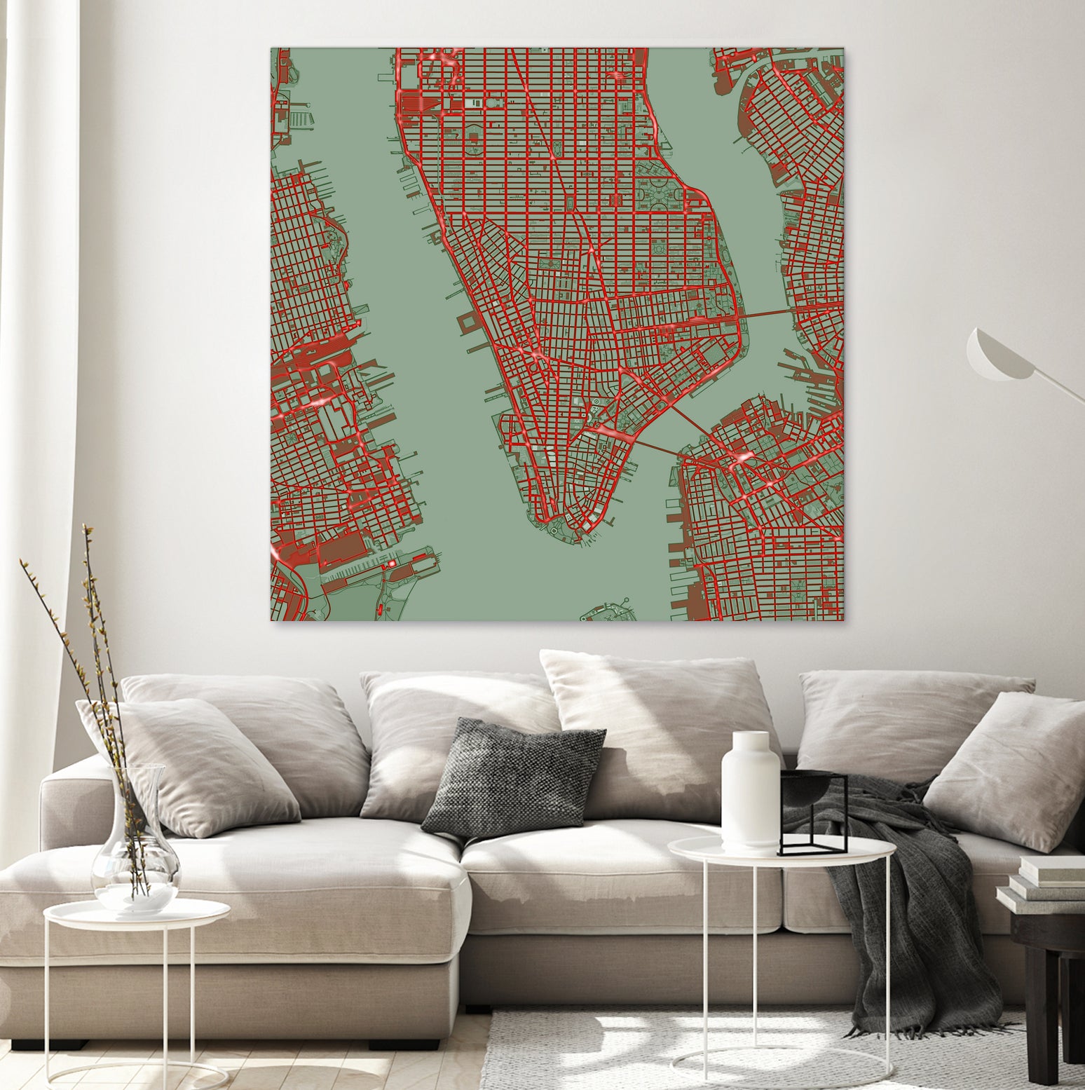 New York city map pop by Javier Ruiz on GIANT ART - green digital drawing