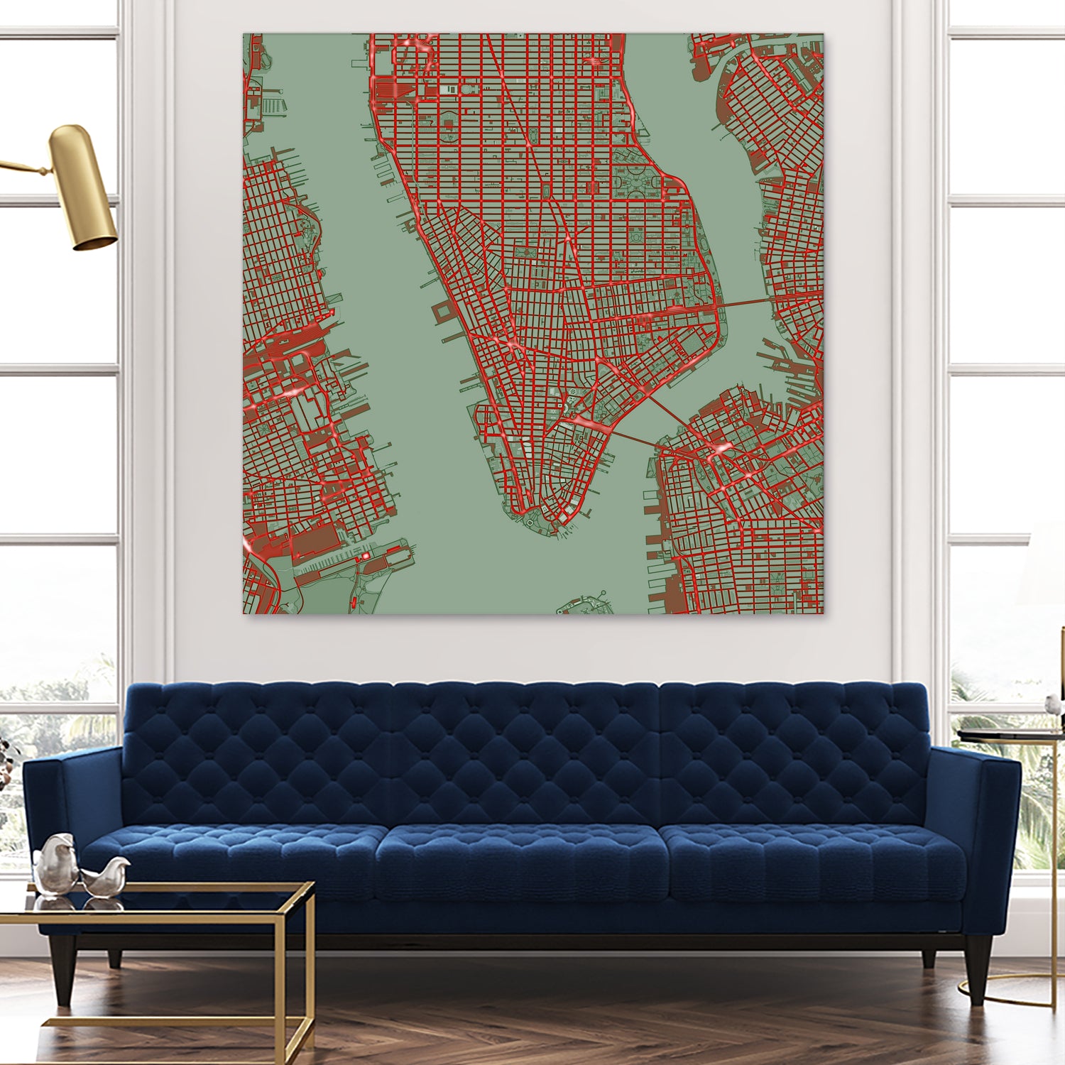 New York city map pop by Javier Ruiz on GIANT ART - green digital drawing