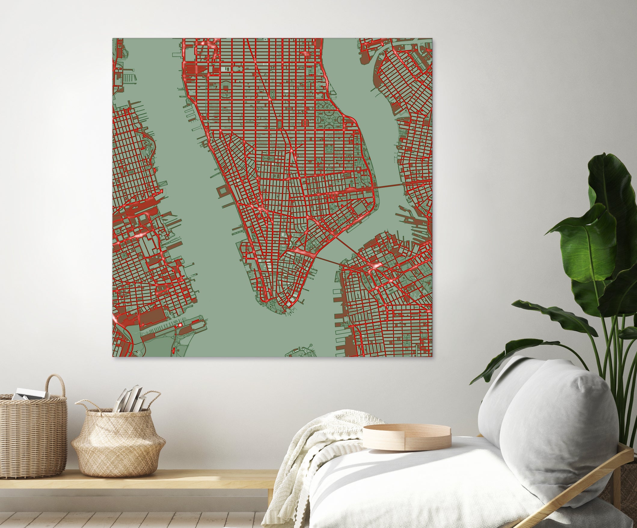 New York city map pop by Javier Ruiz on GIANT ART - green digital drawing