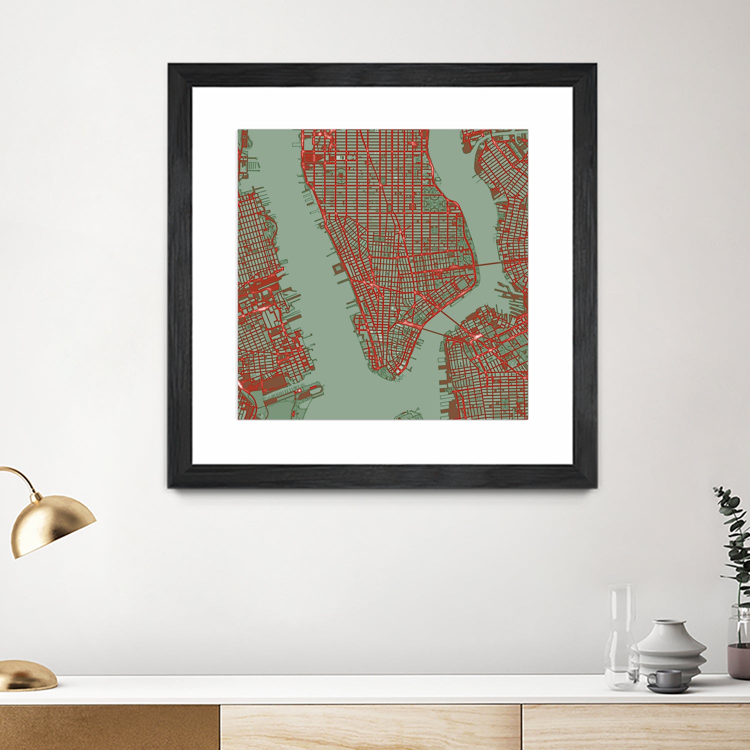 New York city map pop by Javier Ruiz on GIANT ART - green digital drawing