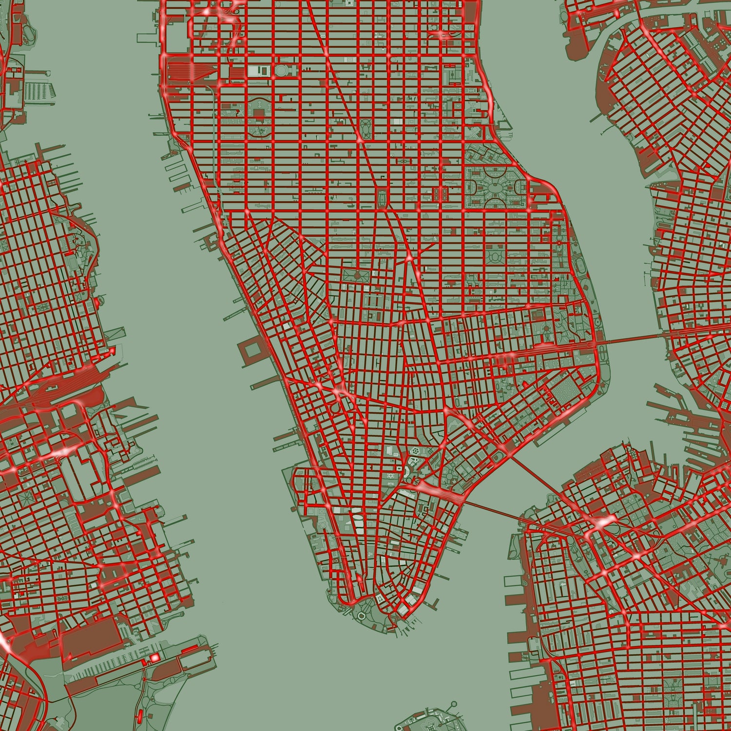 New York city map pop by Javier Ruiz on GIANT ART - green digital drawing