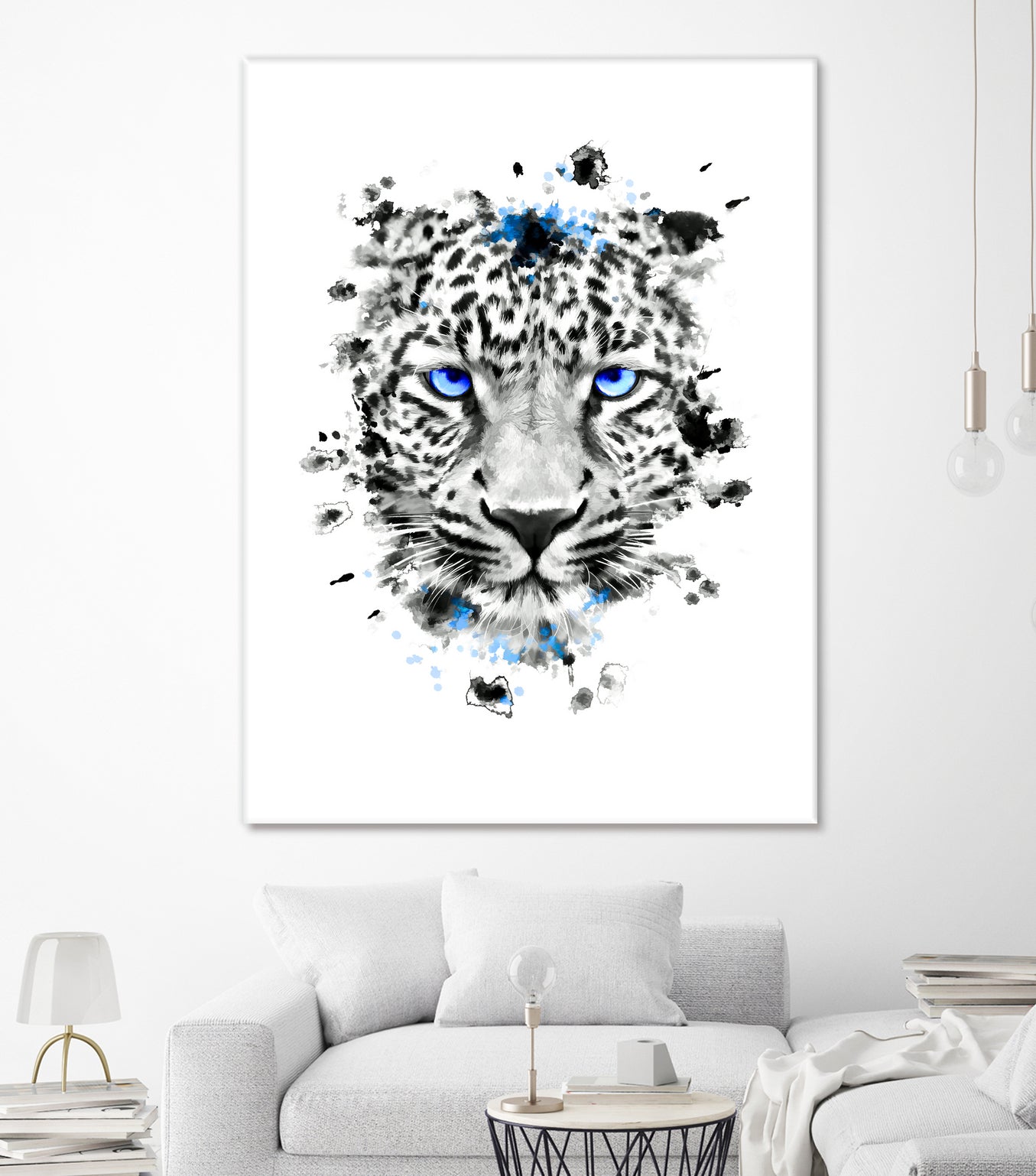 Leopard with blue eyes by Jurijs Permanickis on GIANT ART - white digital painting