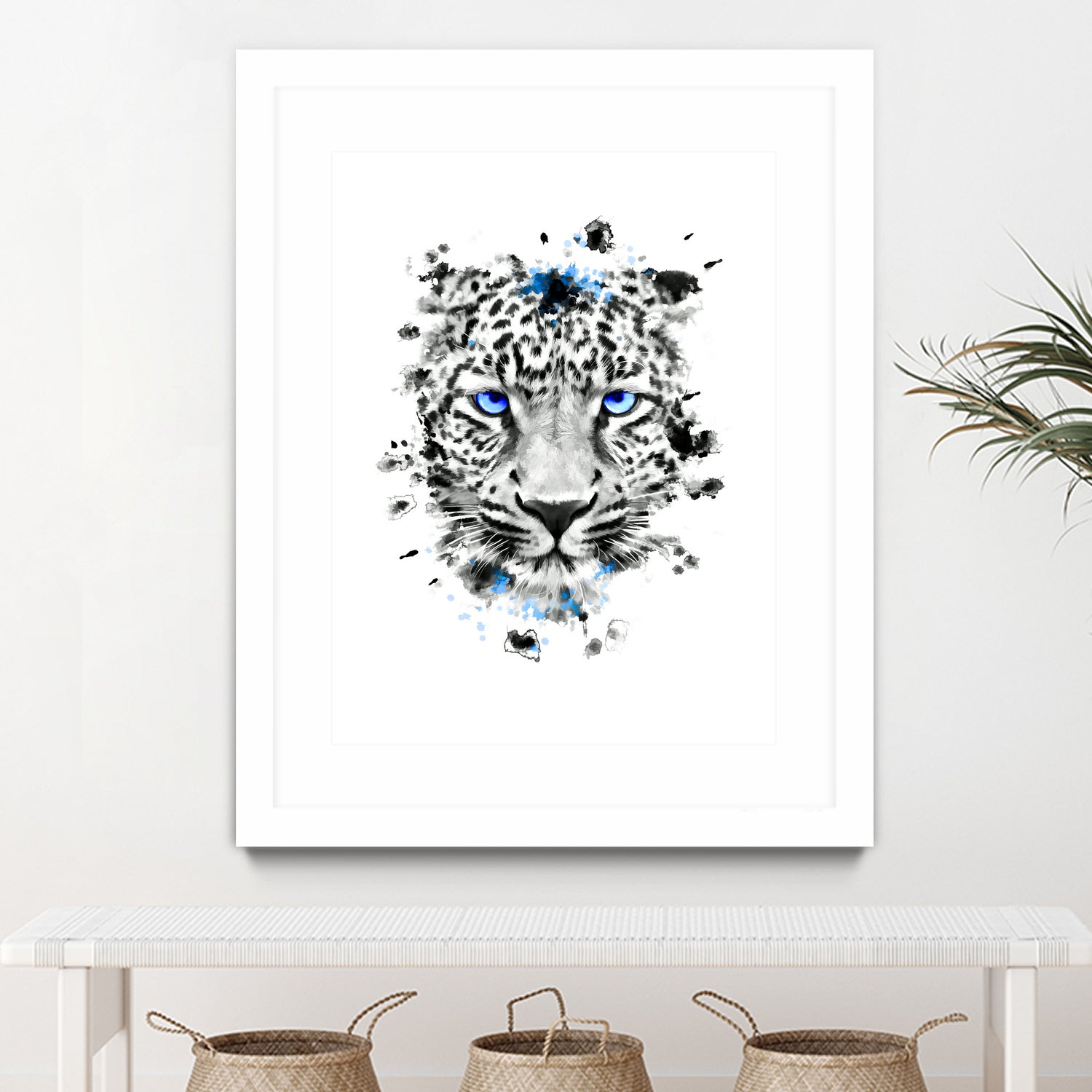 Leopard with blue eyes by Jurijs Permanickis on GIANT ART - white digital painting