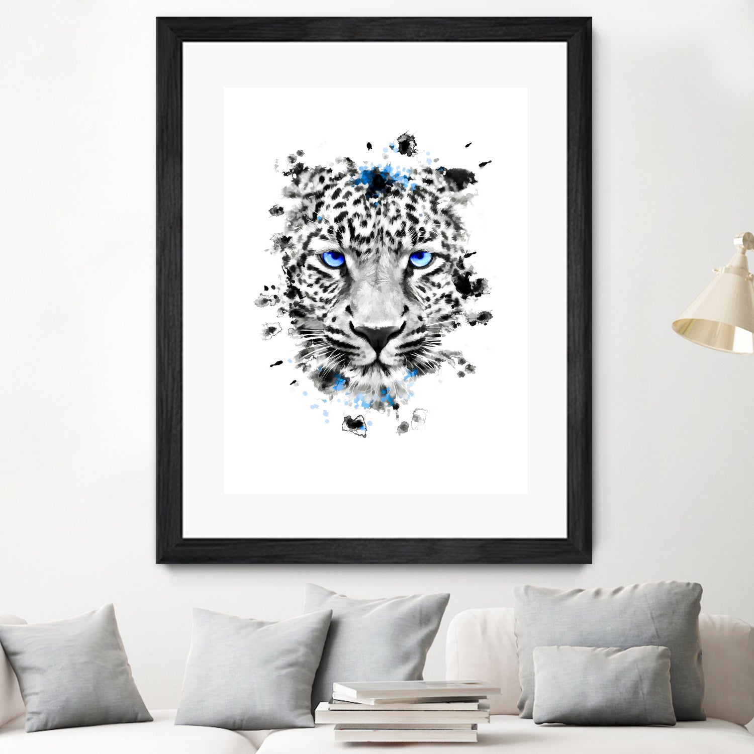 Leopard with blue eyes by Jurijs Permanickis on GIANT ART - white digital painting