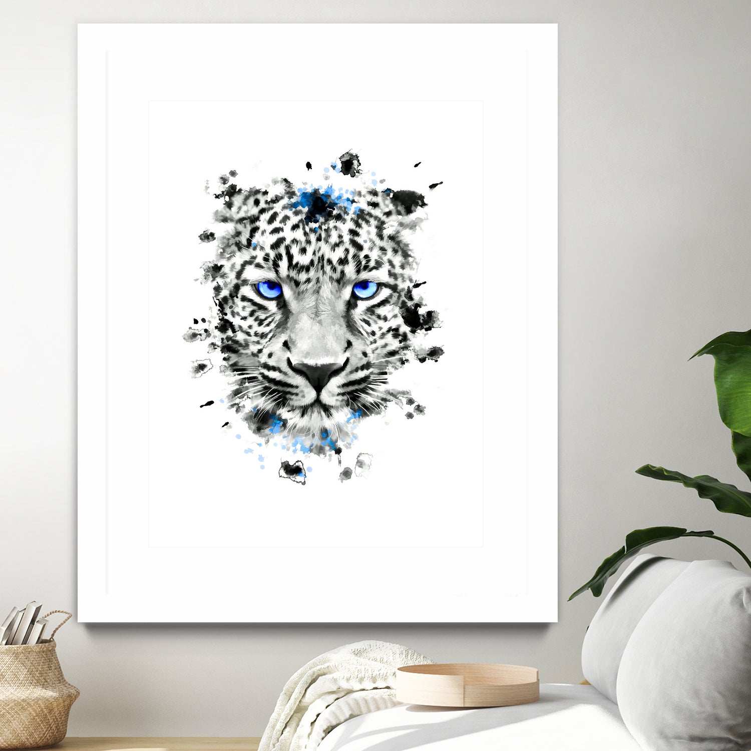 Leopard with blue eyes by Jurijs Permanickis on GIANT ART - white digital painting