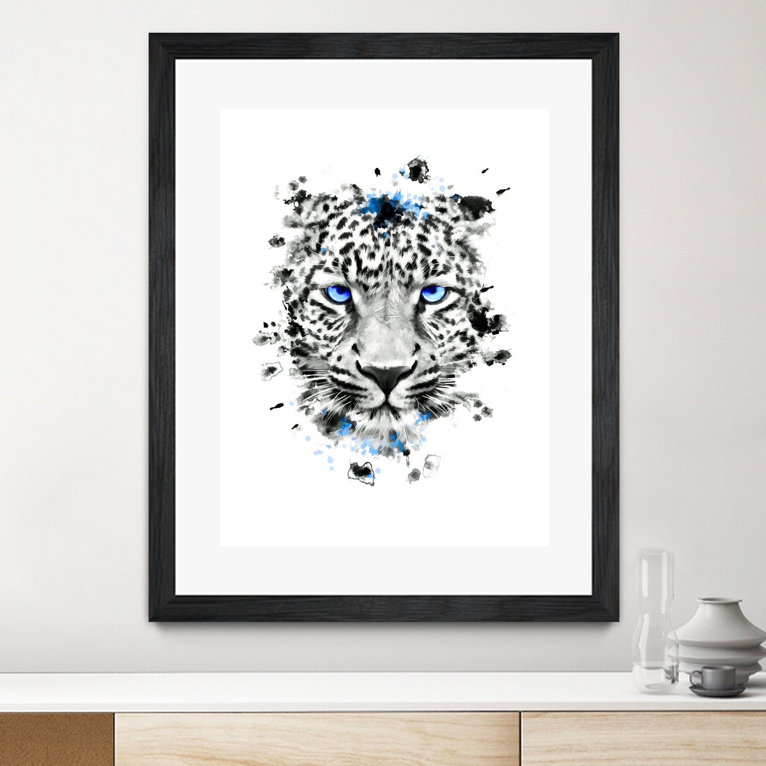 Leopard with blue eyes by Jurijs Permanickis on GIANT ART - white digital painting