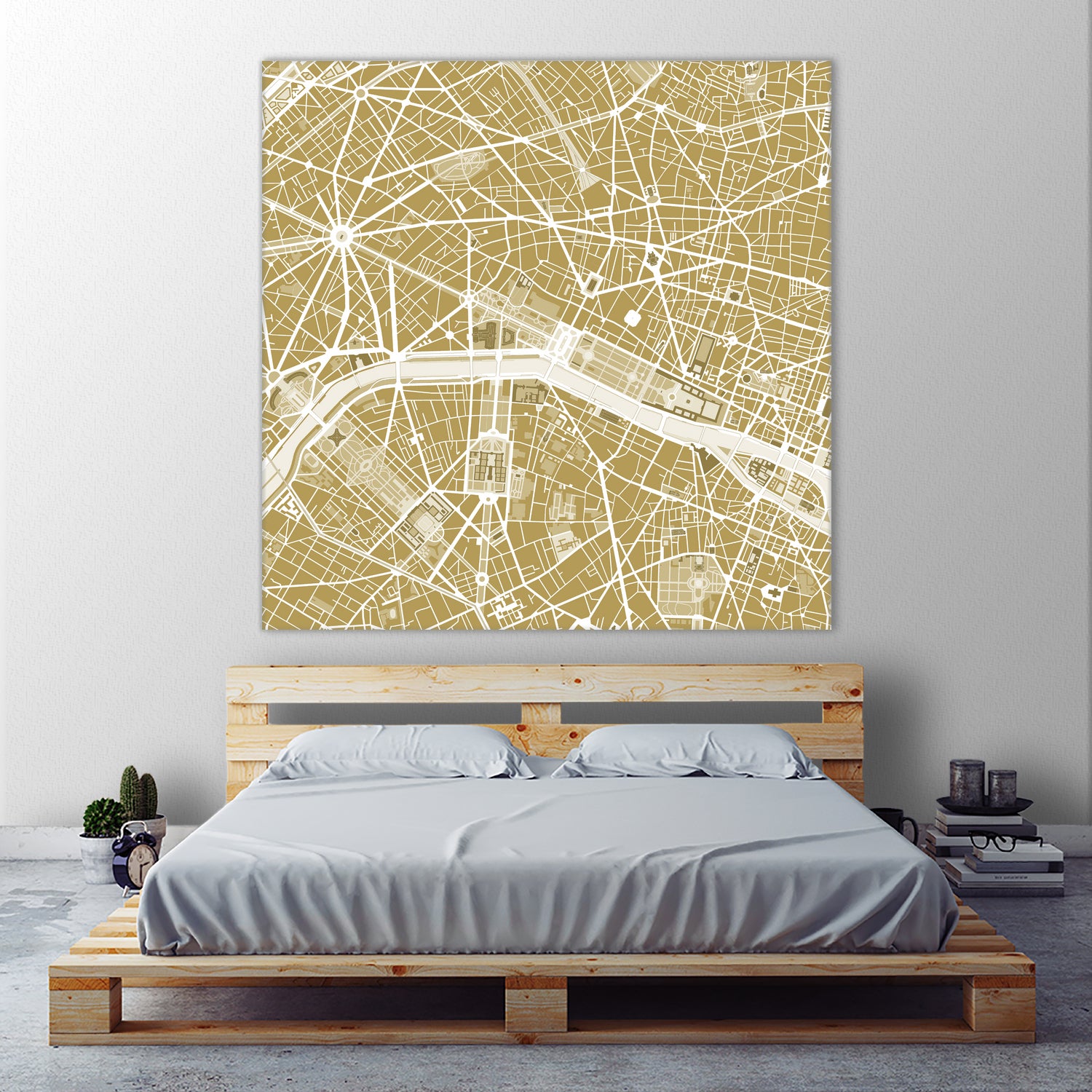 Paris city map gold by Javier Ruiz on GIANT ART - brown digital drawing