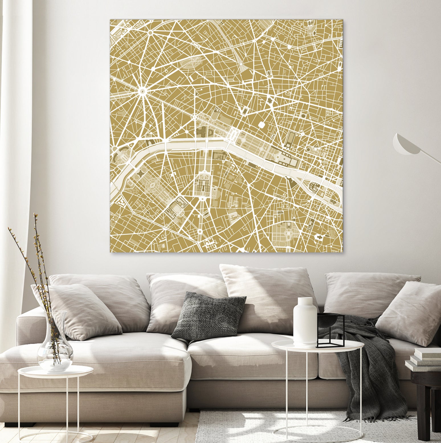 Paris city map gold by Javier Ruiz on GIANT ART - brown digital drawing