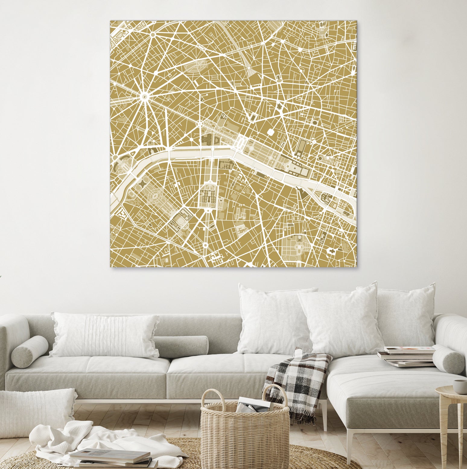 Paris city map gold by Javier Ruiz on GIANT ART - brown digital drawing