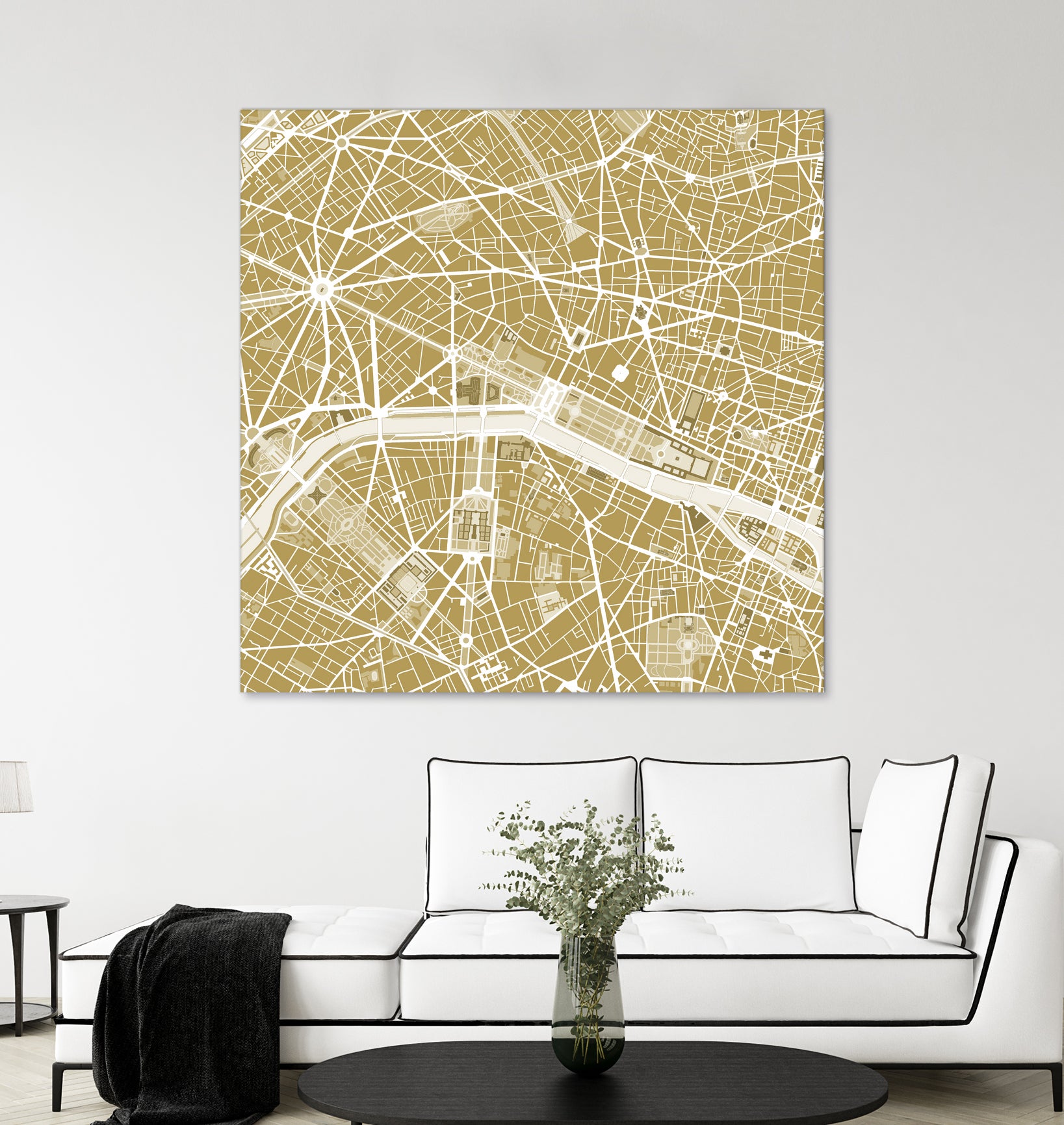 Paris city map gold by Javier Ruiz on GIANT ART - brown digital drawing