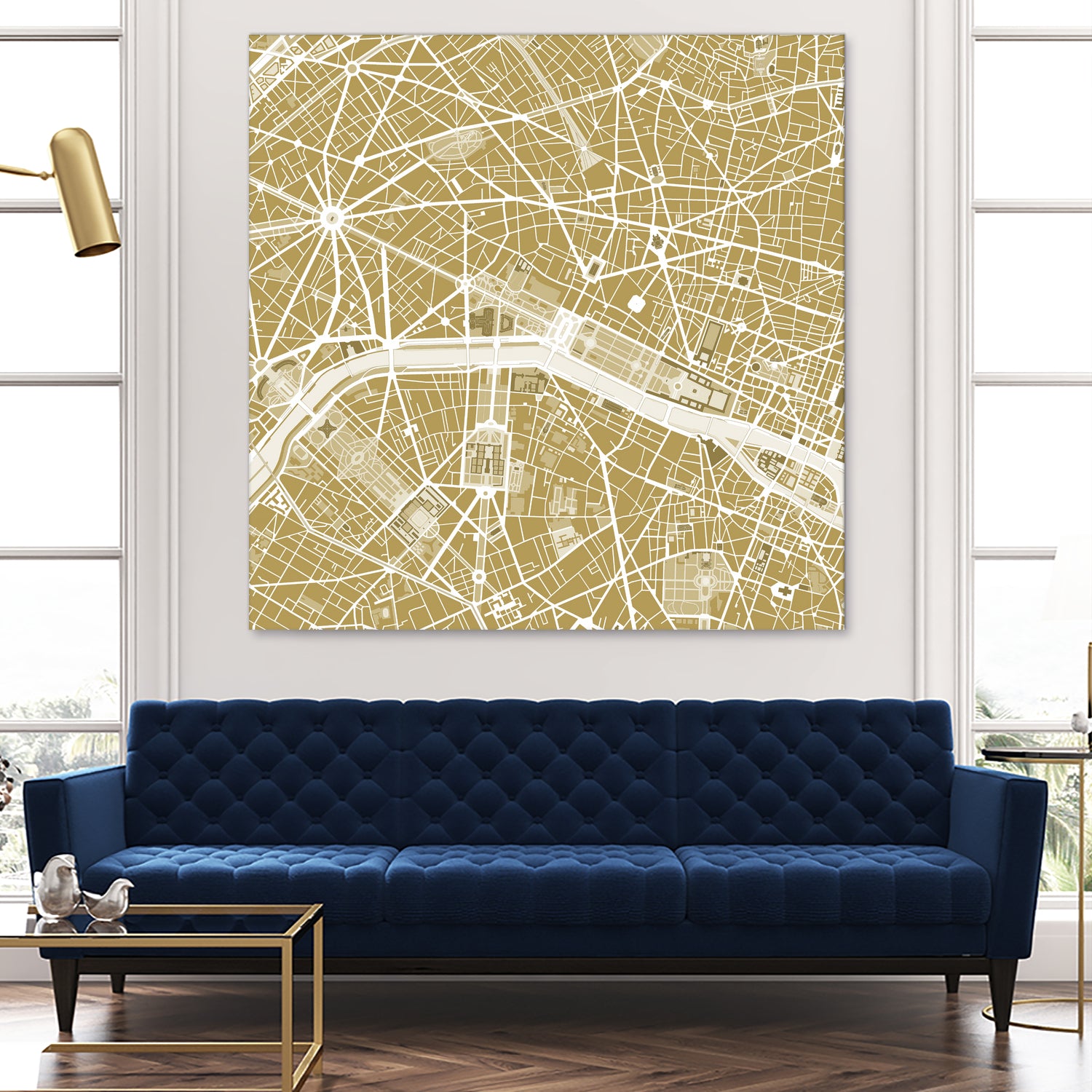 Paris city map gold by Javier Ruiz on GIANT ART - brown digital drawing