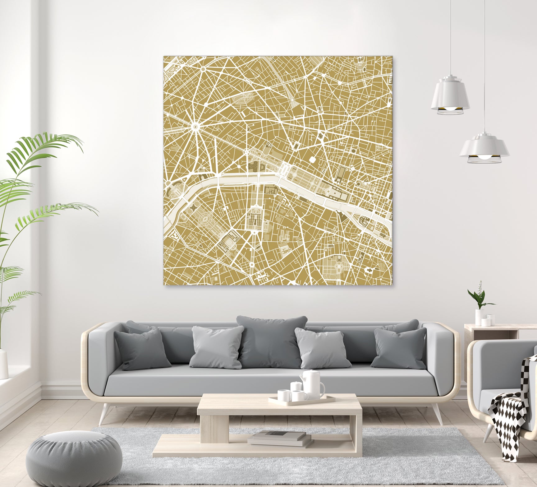 Paris city map gold by Javier Ruiz on GIANT ART - brown digital drawing