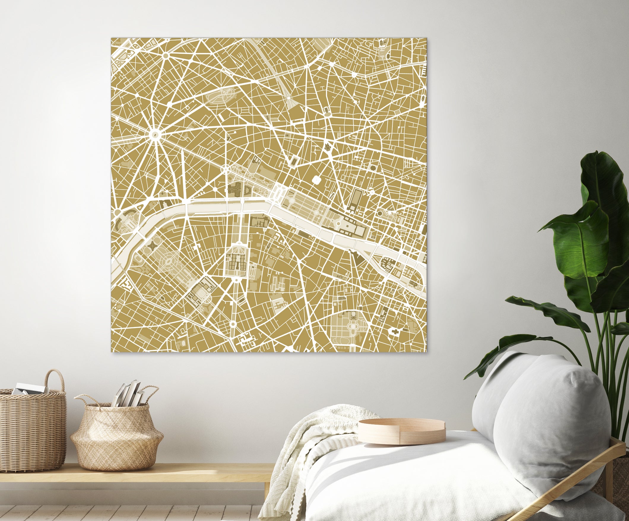 Paris city map gold by Javier Ruiz on GIANT ART - brown digital drawing