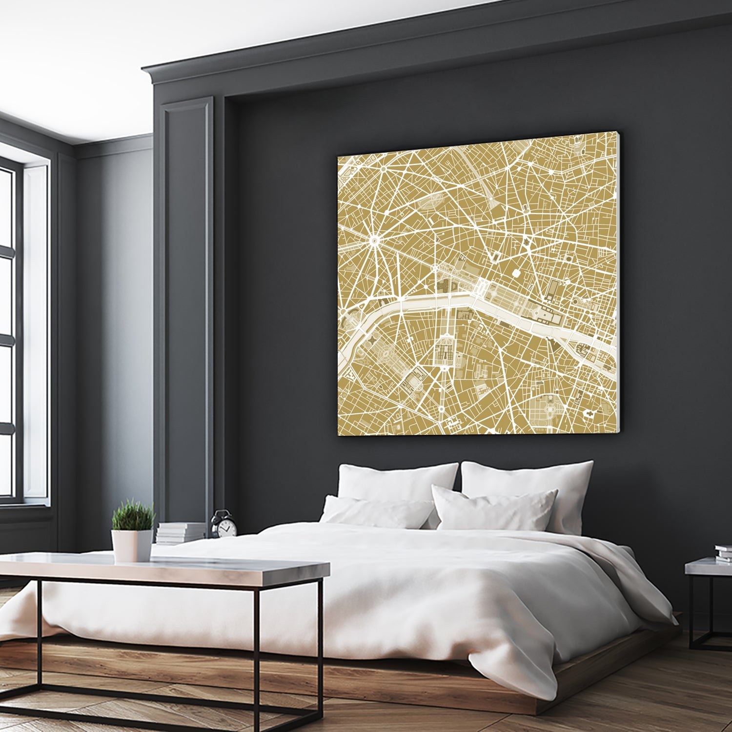 Paris city map gold by Javier Ruiz on GIANT ART - brown digital drawing