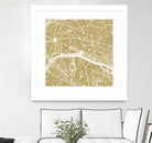 Paris city map gold by Javier Ruiz on GIANT ART - brown digital drawing