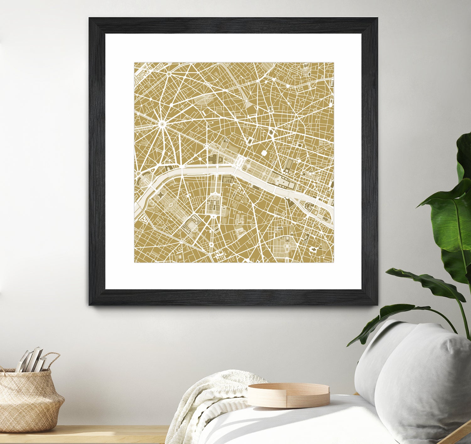 Paris city map gold by Javier Ruiz on GIANT ART - brown digital drawing