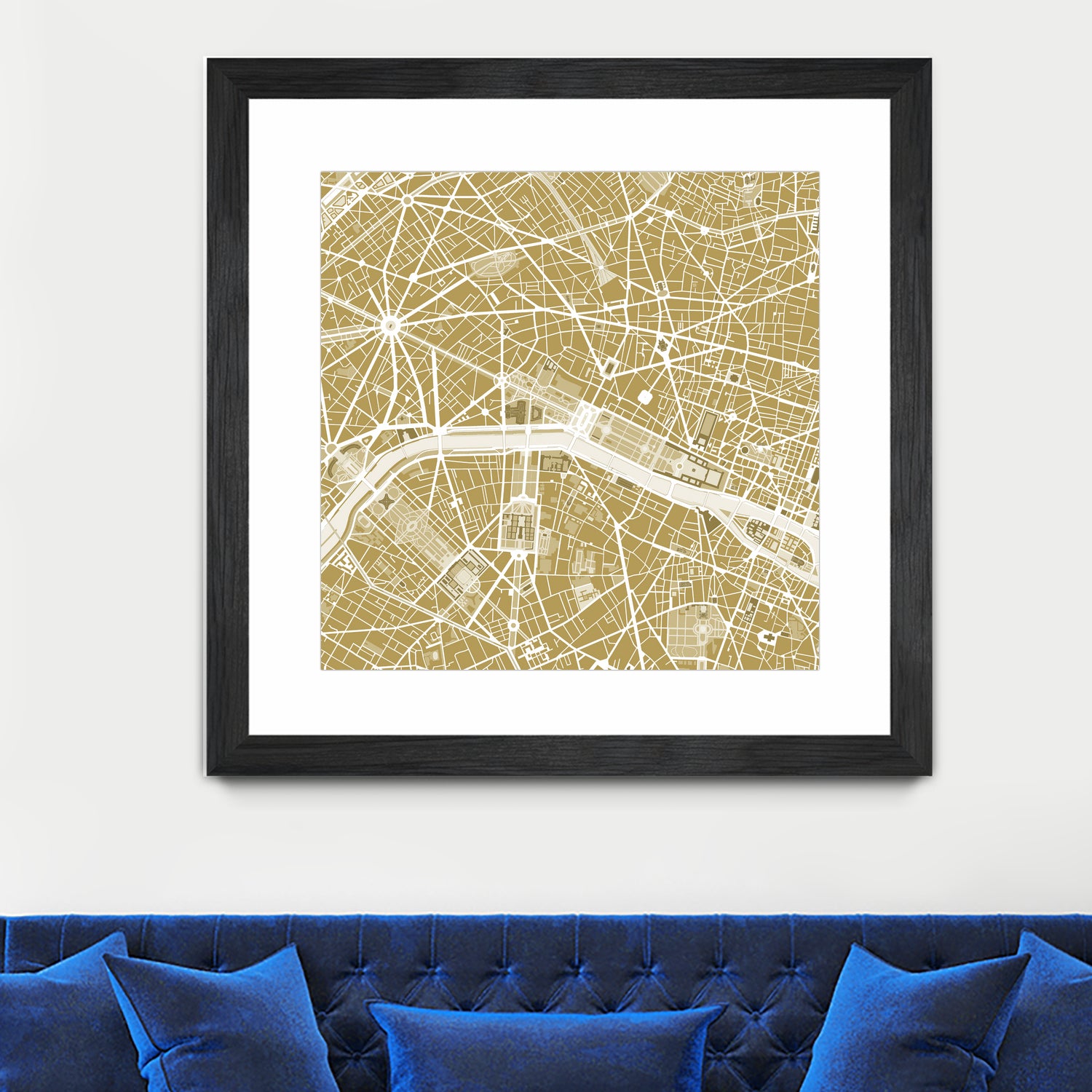 Paris city map gold by Javier Ruiz on GIANT ART - brown digital drawing