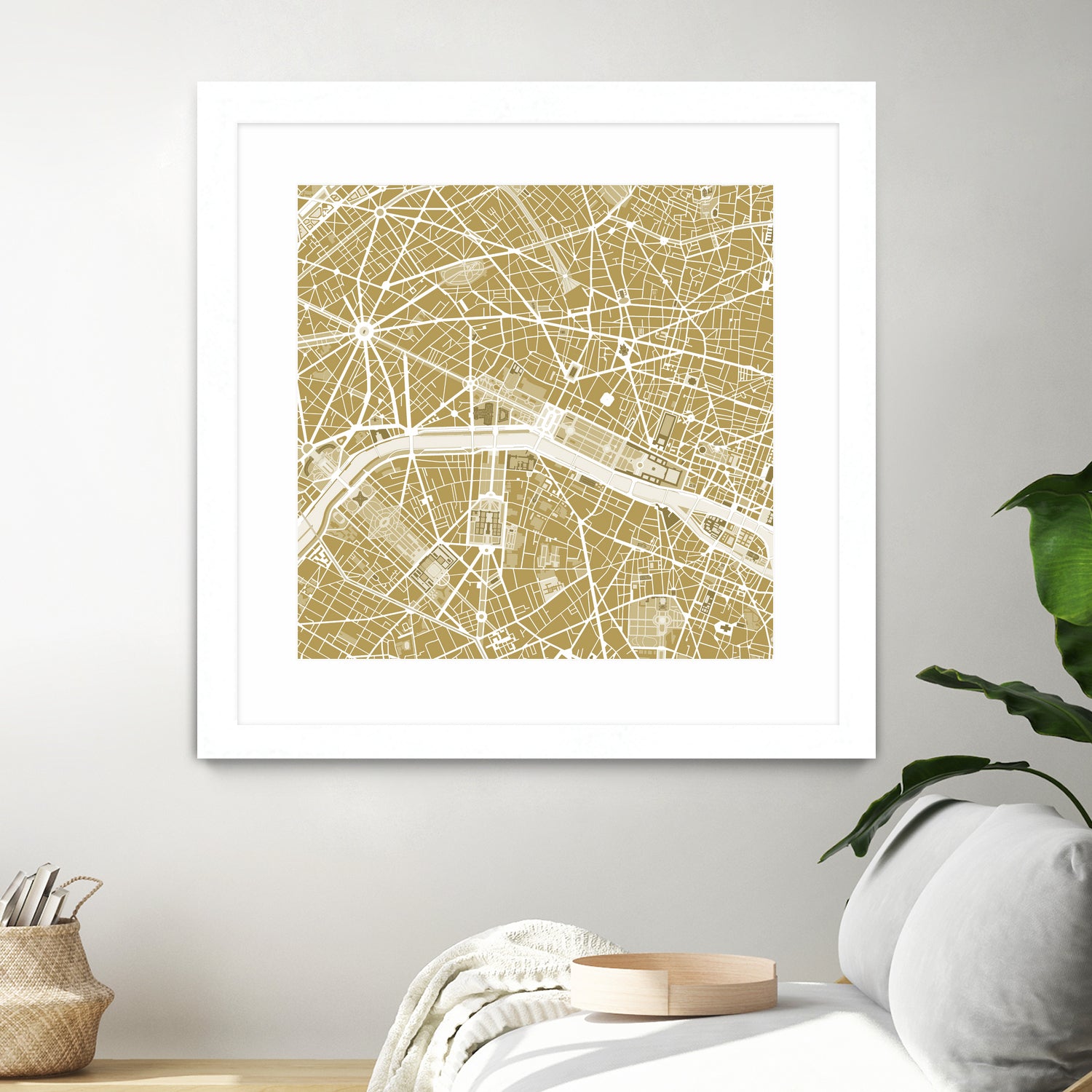 Paris city map gold by Javier Ruiz on GIANT ART - brown digital drawing