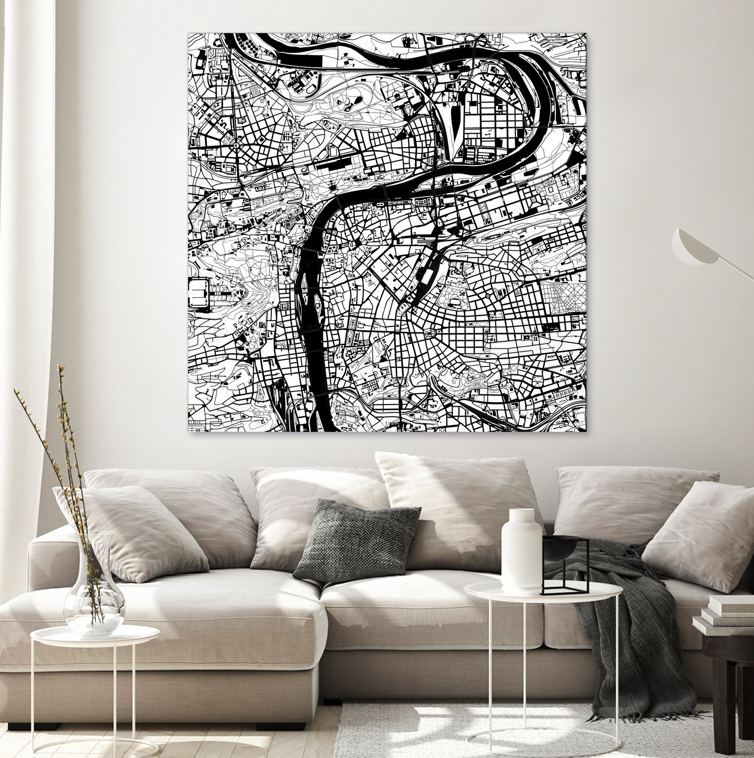 Prague map white by Javier Ruiz on GIANT ART - white digital drawing