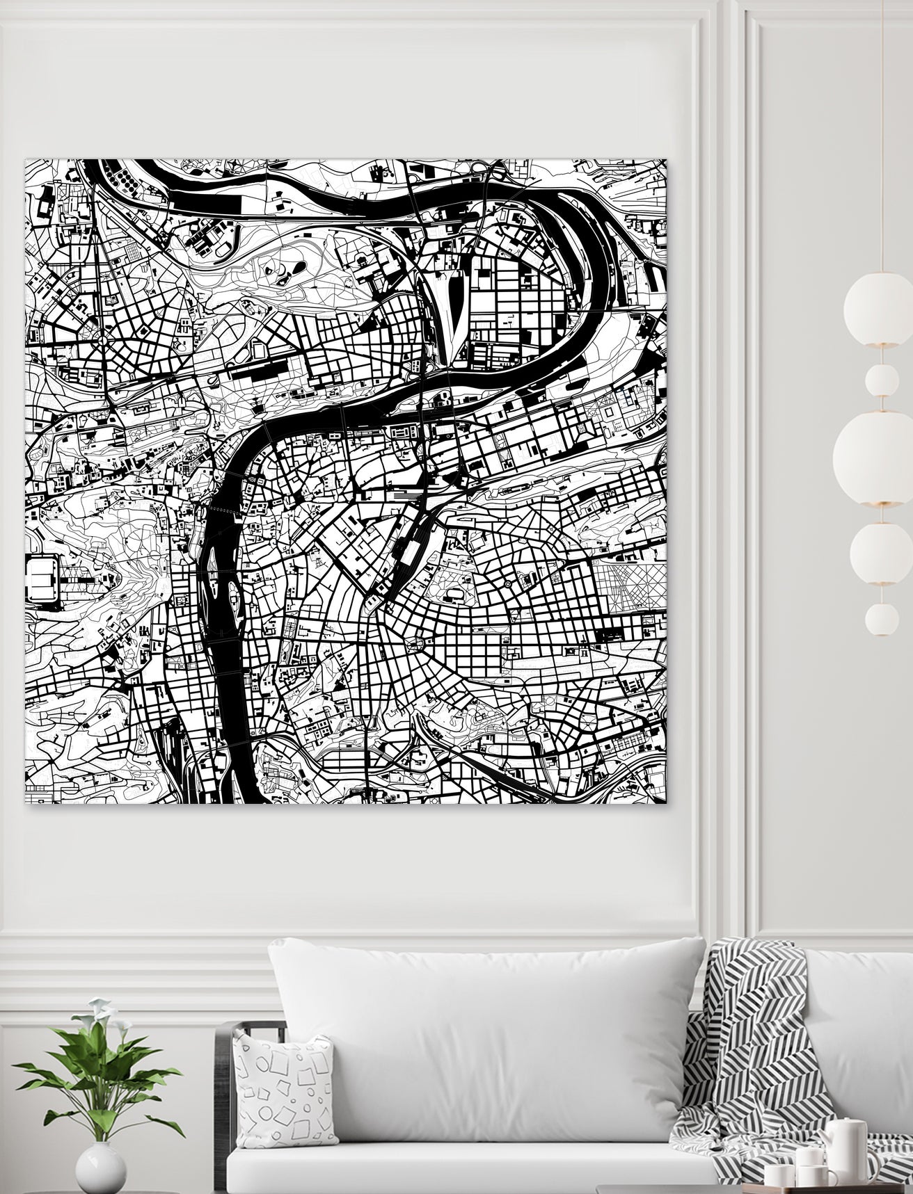 Prague map white by Javier Ruiz on GIANT ART - white digital drawing