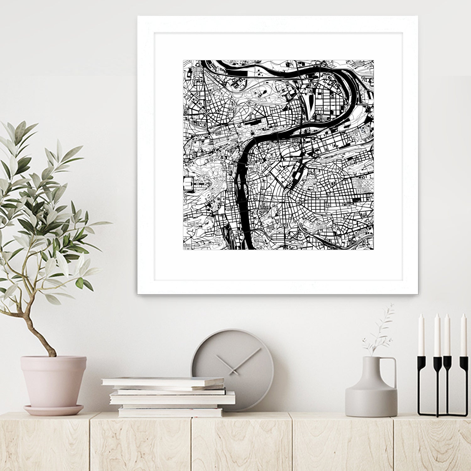 Prague map white by Javier Ruiz on GIANT ART - white digital drawing