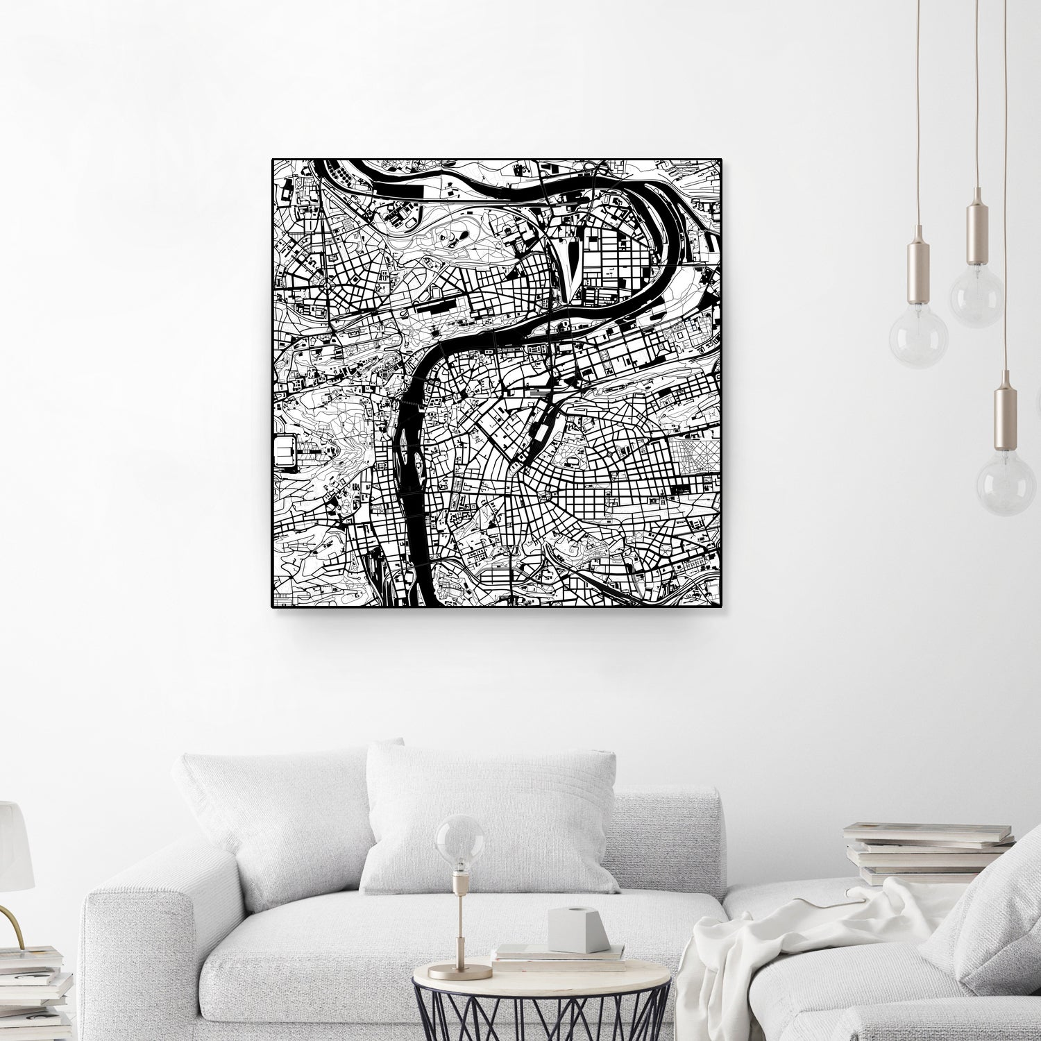 Prague map white by Javier Ruiz on GIANT ART - white digital drawing