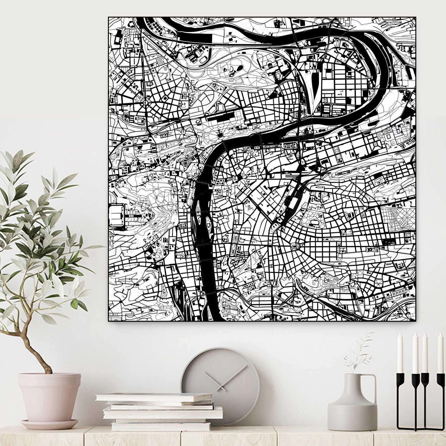 Prague map white by Javier Ruiz on GIANT ART - white digital drawing