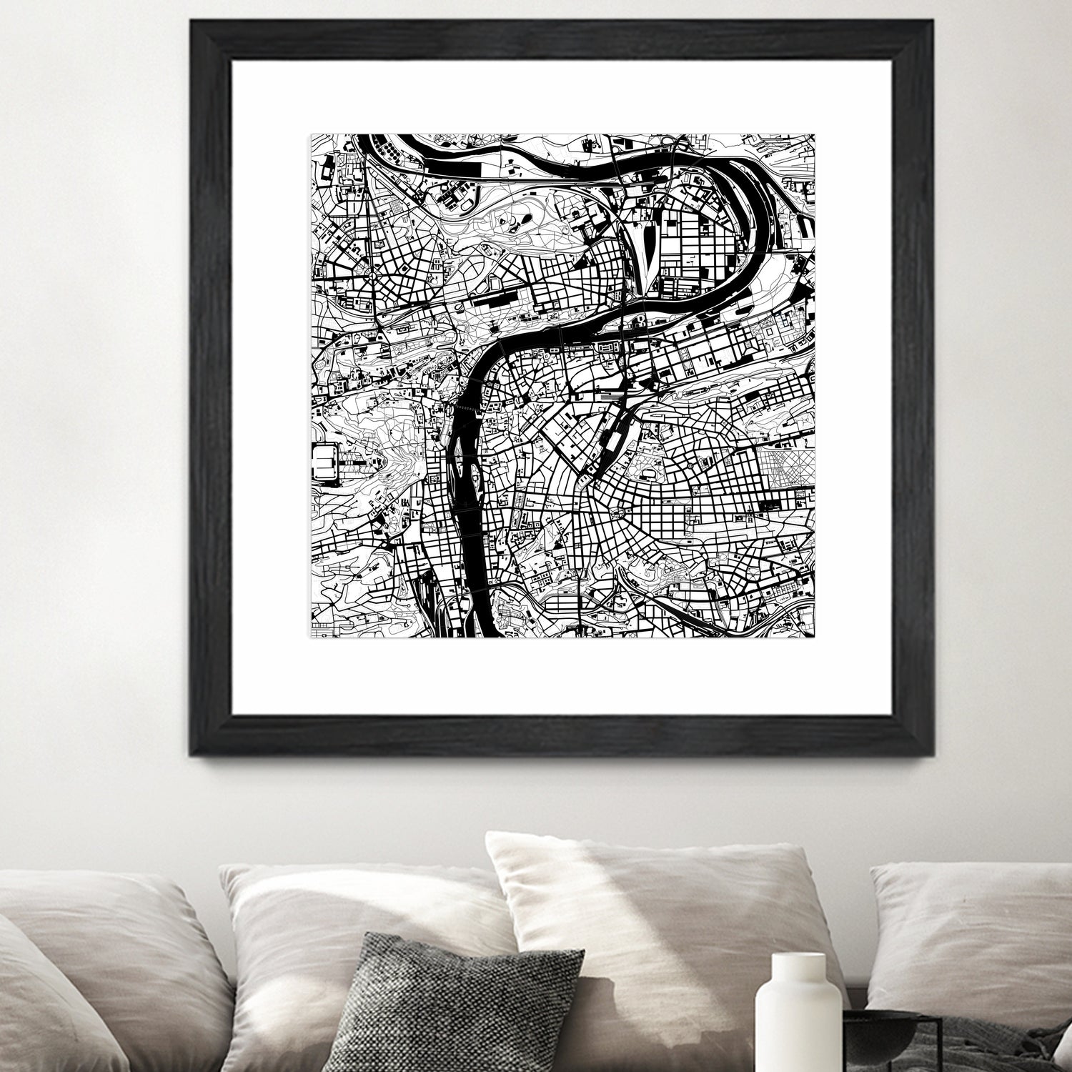 Prague map white by Javier Ruiz on GIANT ART - white digital drawing