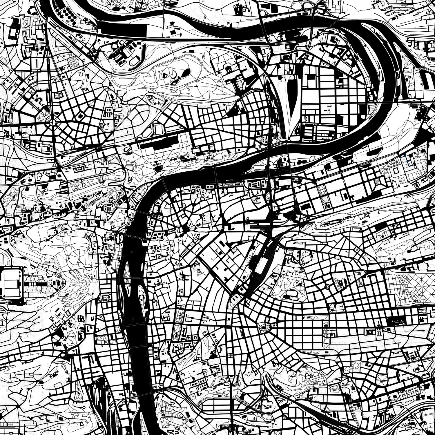 Prague map white by Javier Ruiz on GIANT ART - white digital drawing