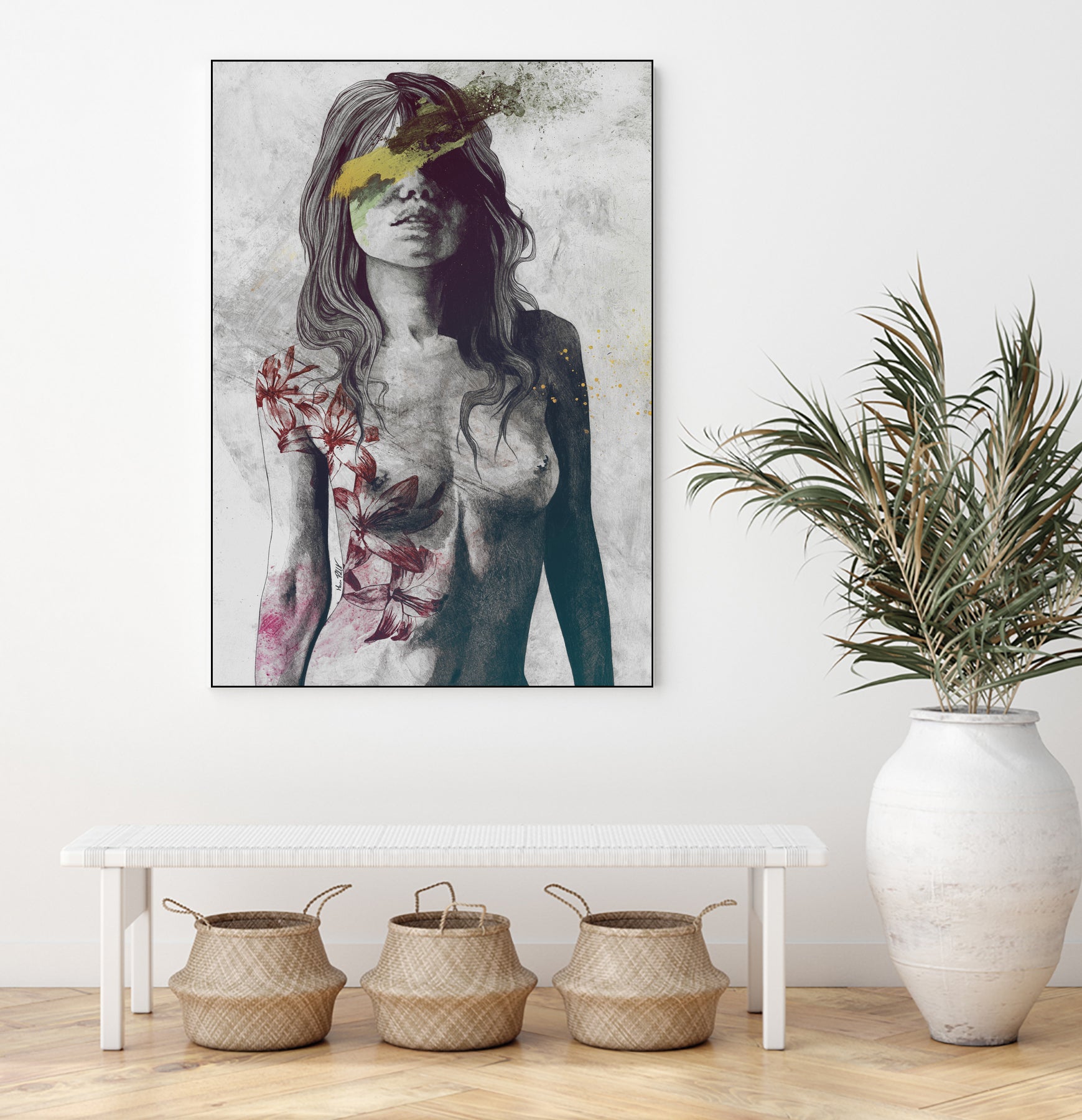 To The Marrow: Autumn (nude faceless girl with lilies) by Marco Paludet on GIANT ART - red digital painting