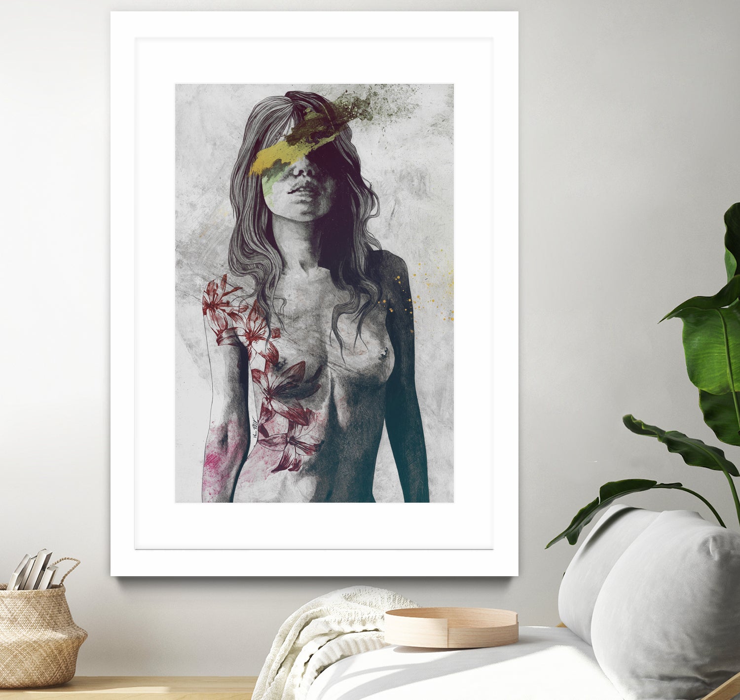 To The Marrow: Autumn (nude faceless girl with lilies) by Marco Paludet on GIANT ART - red digital painting