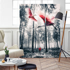 Red birds in winter by GEN Z by Rigaud Mickaël on GIANT ART - gray photo illustration