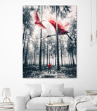 Red birds in winter by GEN Z by Rigaud Mickaël on GIANT ART - gray photo illustration