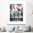 Red birds in winter by GEN Z by Rigaud Mickaël on GIANT ART - gray photo illustration