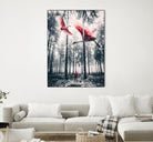 Red birds in winter by GEN Z by Rigaud Mickaël on GIANT ART - gray photo illustration