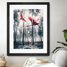 Red birds in winter by GEN Z by Rigaud Mickaël on GIANT ART - gray photo illustration