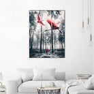 Red birds in winter by GEN Z by Rigaud Mickaël on GIANT ART - gray photo illustration