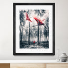 Red birds in winter by GEN Z by Rigaud Mickaël on GIANT ART - gray photo illustration