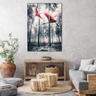 Red birds in winter by GEN Z by Rigaud Mickaël on GIANT ART - gray photo illustration