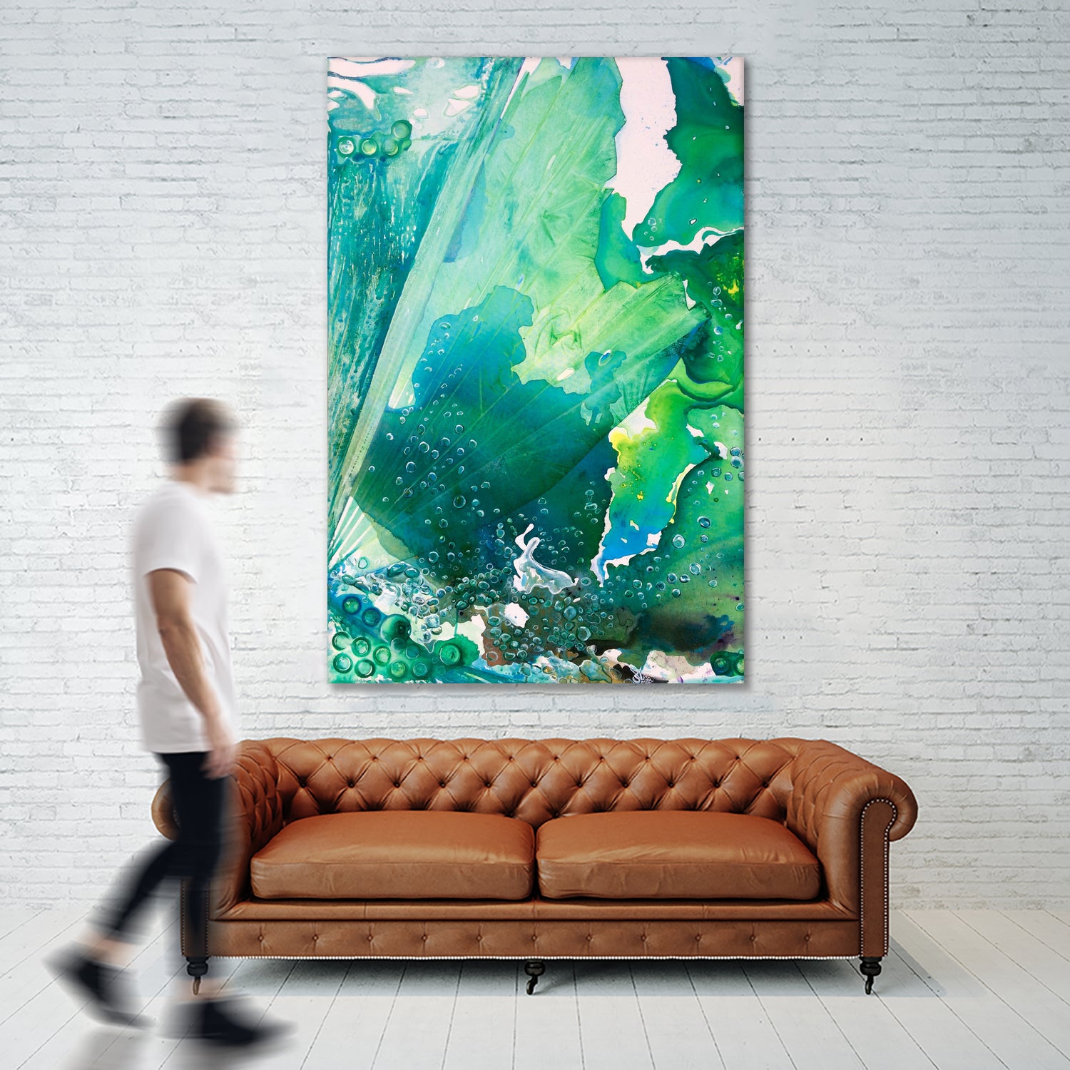 Environmental Consideration, Deep Sea Water Bubbles by Alicia Jones on GIANT ART - green digital painting