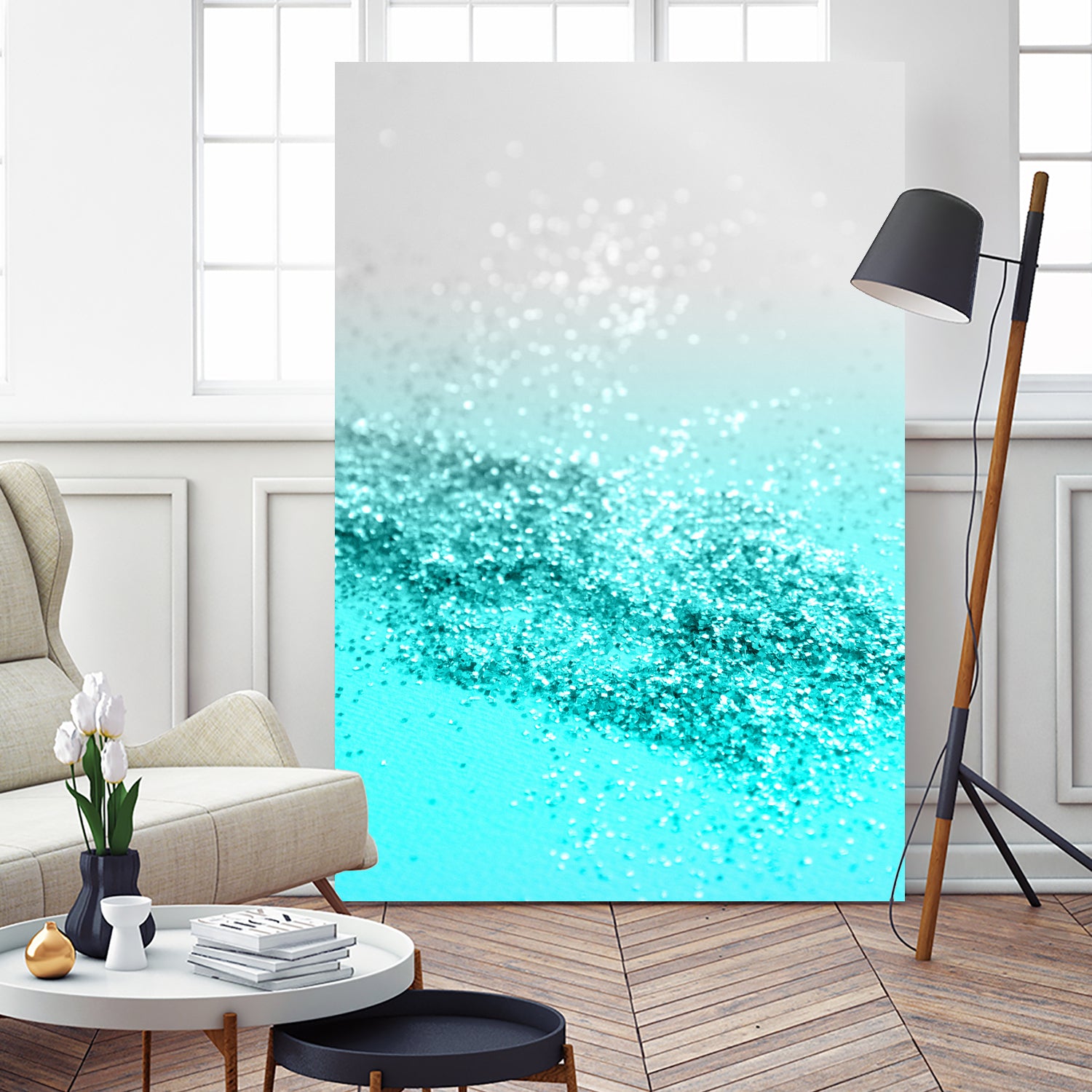 Silver Gray Aqua Teal Ocean Glitter #1 #shiny #decor #art by Anita & Bella Jantz on GIANT ART - blue photo illustration