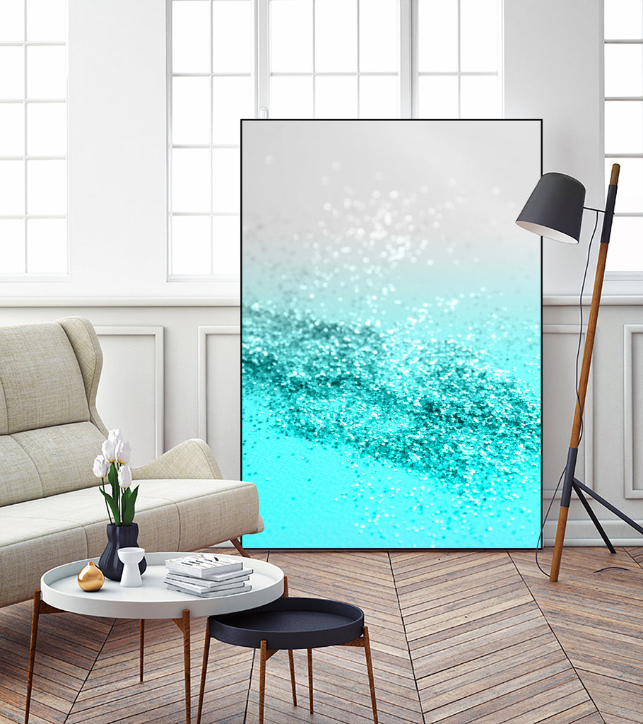 Silver Gray Aqua Teal Ocean Glitter #1 #shiny #decor #art by Anita & Bella Jantz on GIANT ART - blue photo illustration