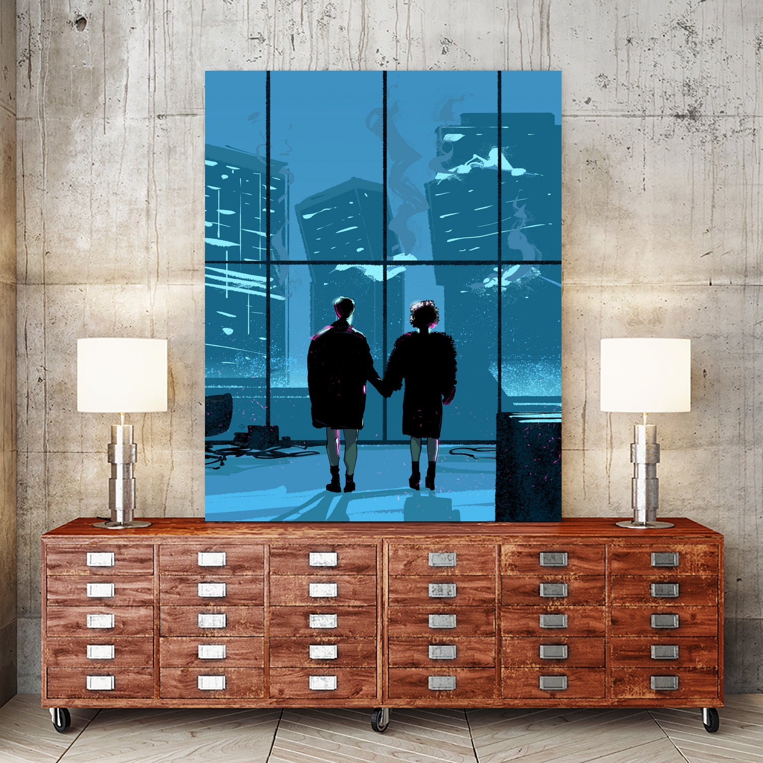 Fight Club by Nikita Abakumov on GIANT ART - blue digital painting