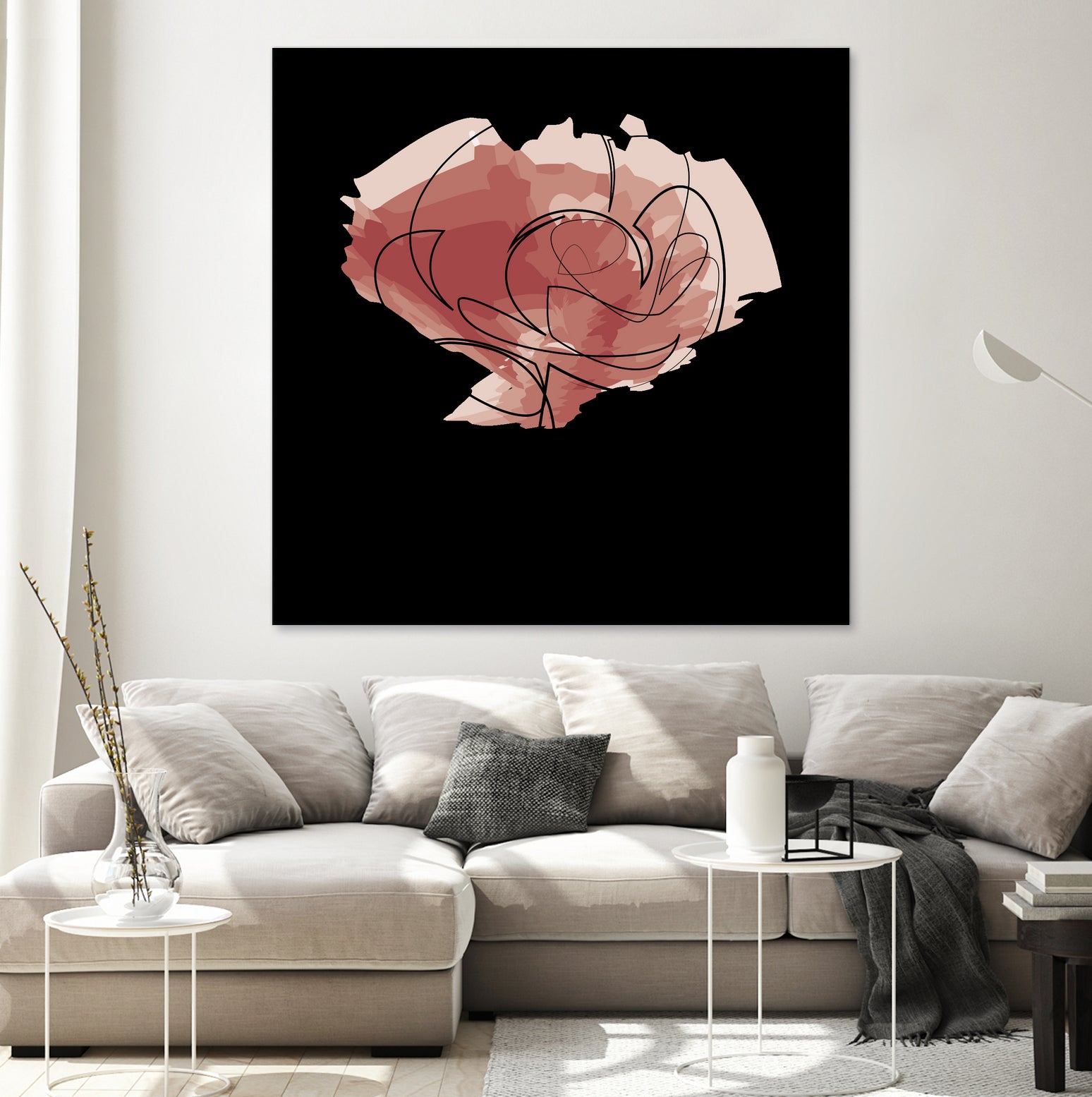 rose - one line art by Andrew Strugallo on GIANT ART - white digital drawing