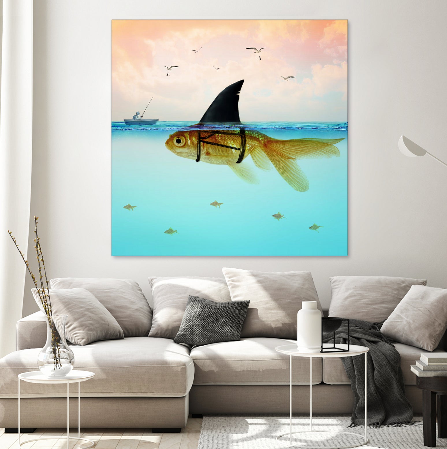 Goldfish with a Shark Fin by Vin Zzep on GIANT ART - white digital painting