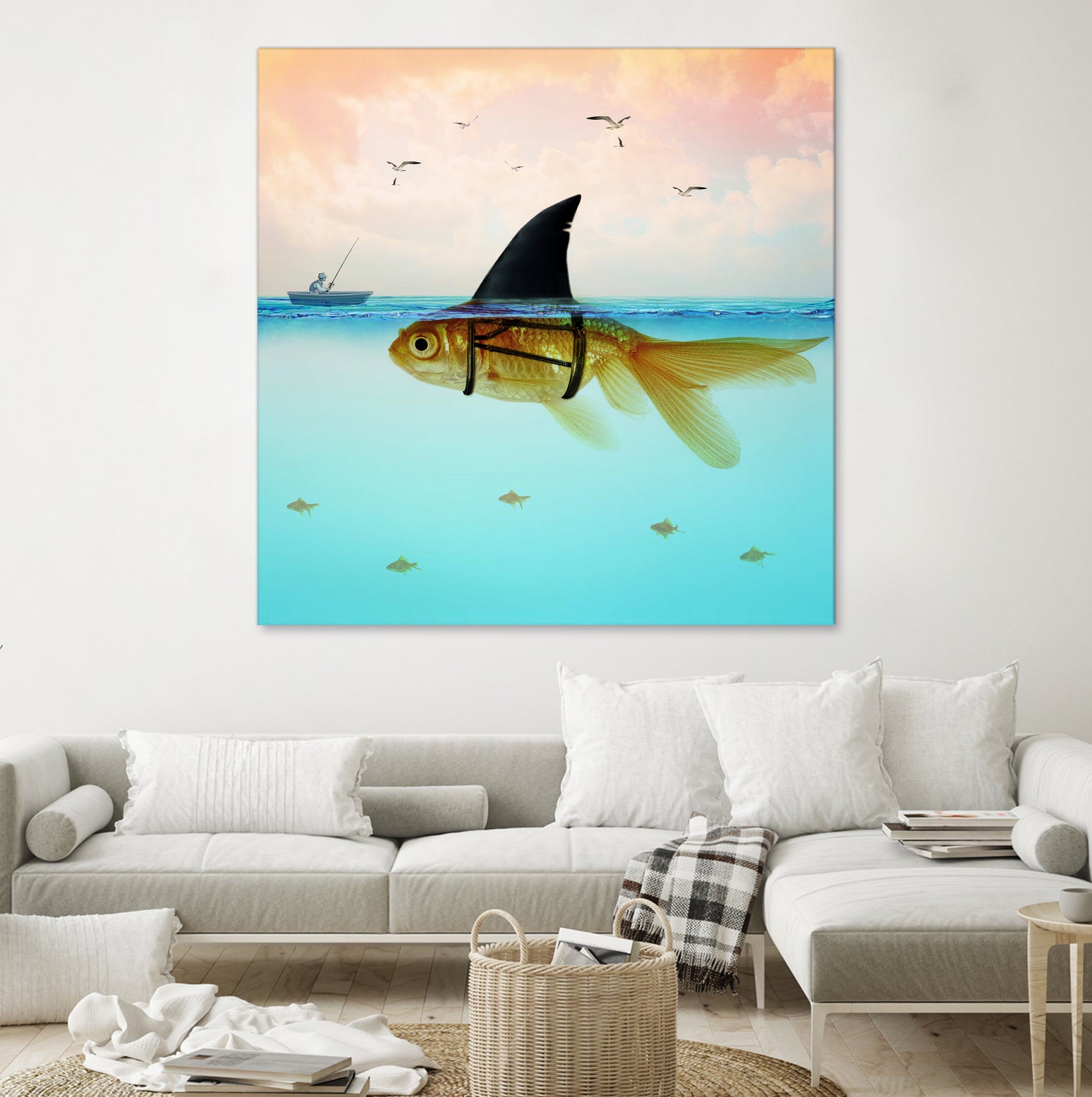 Goldfish with a Shark Fin by Vin Zzep on GIANT ART - white digital painting