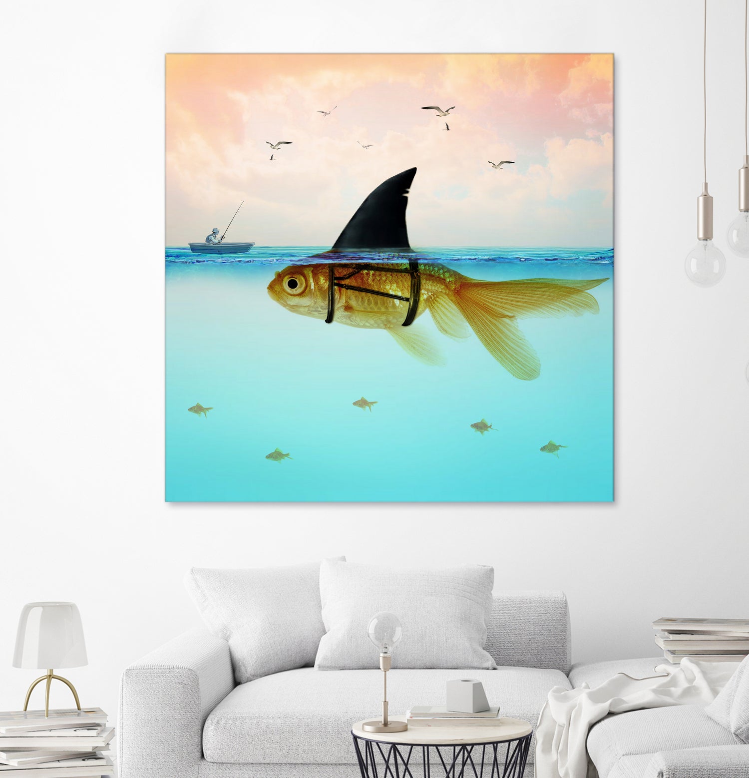 Goldfish with a Shark Fin by Vin Zzep on GIANT ART - white digital painting