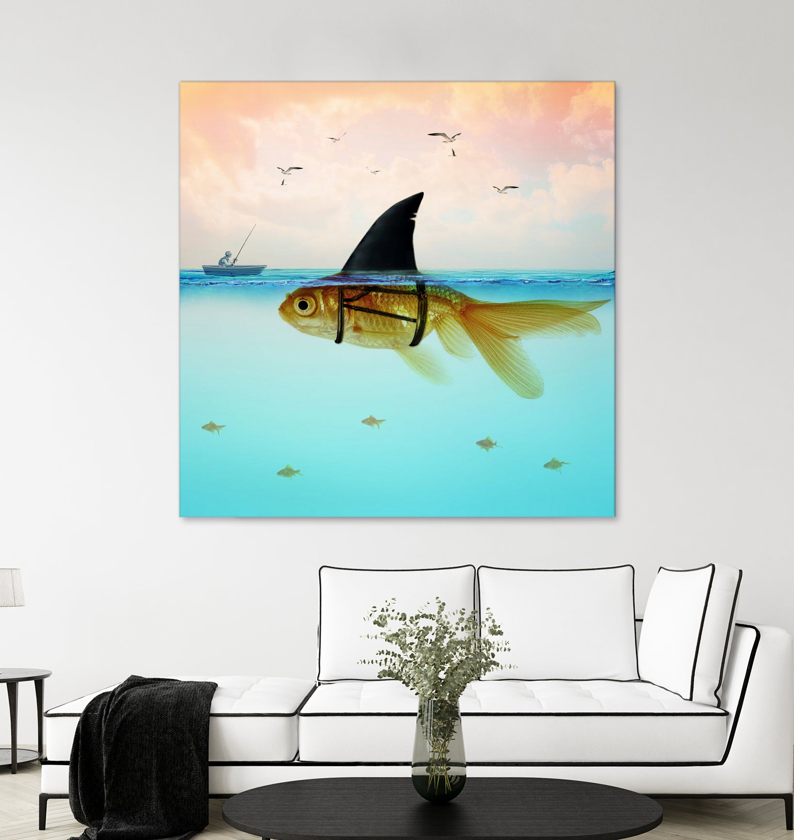 Goldfish with a Shark Fin by Vin Zzep on GIANT ART - white digital painting