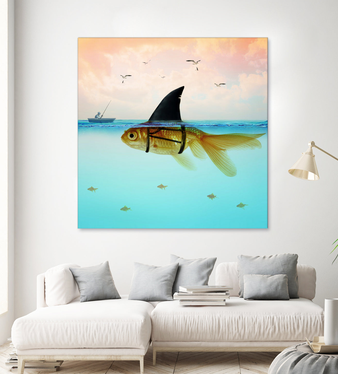 Goldfish with a Shark Fin by Vin Zzep on GIANT ART - white digital painting